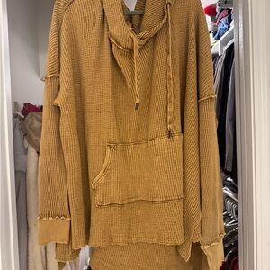 Free People Mustard Cowl Neck Sweater